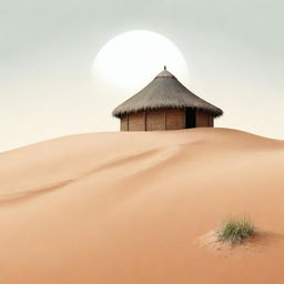 A vector illustration of a dune with a hut