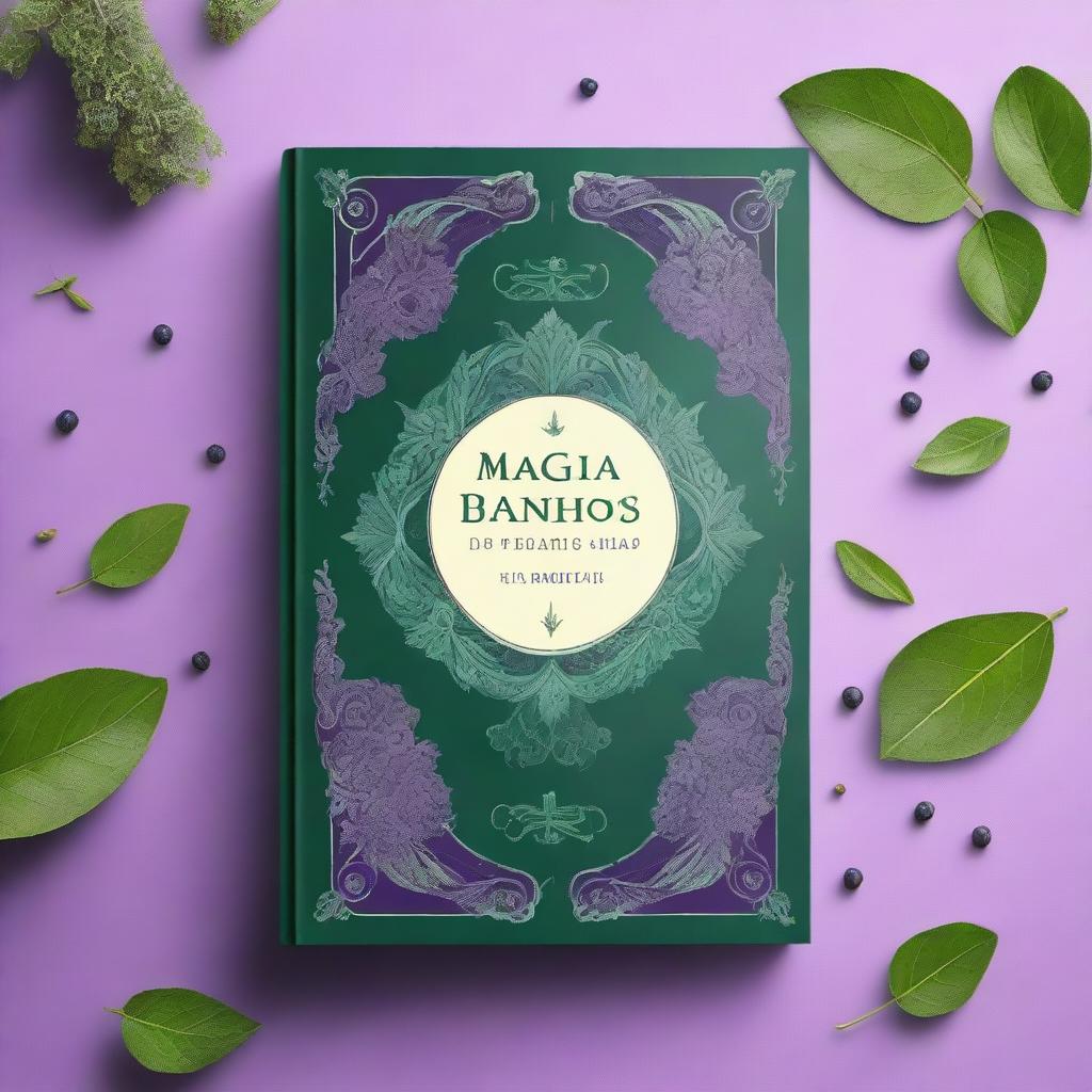 A captivating book cover titled 'Magia dos Banhos de Ervas'