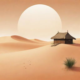 A vector illustration of a dune with a hut