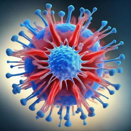 A highly detailed and realistic depiction of a virus particle