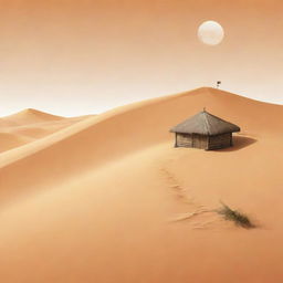 A vector illustration of a dune with a hut