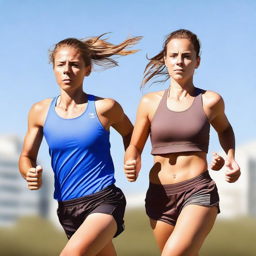 An image of a European runner man and a European girl running towards the viewer