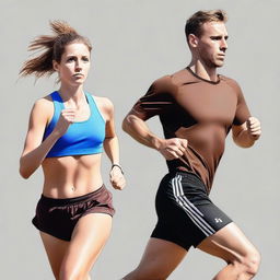 An image of a European runner man and a European girl running towards the viewer