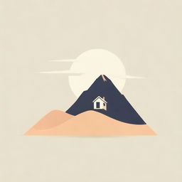 An isotype of a desert dune with a cabin, all in vector design