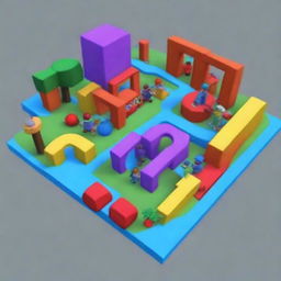 Create an image of a Roblox obby, featuring colorful and challenging obstacle courses with various platforms, jumps, and traps