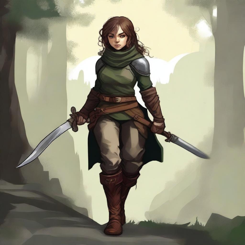 Create an image of a female halfling rogue