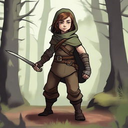 Create an image of a female halfling rogue