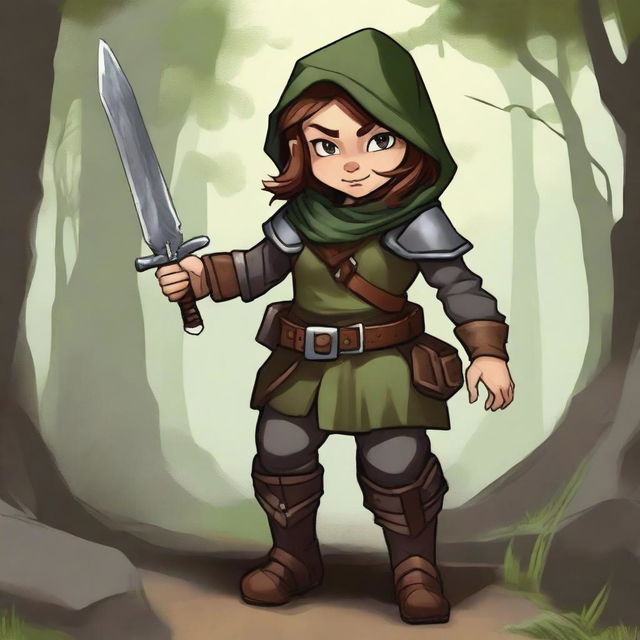 Create an image of a female halfling rogue