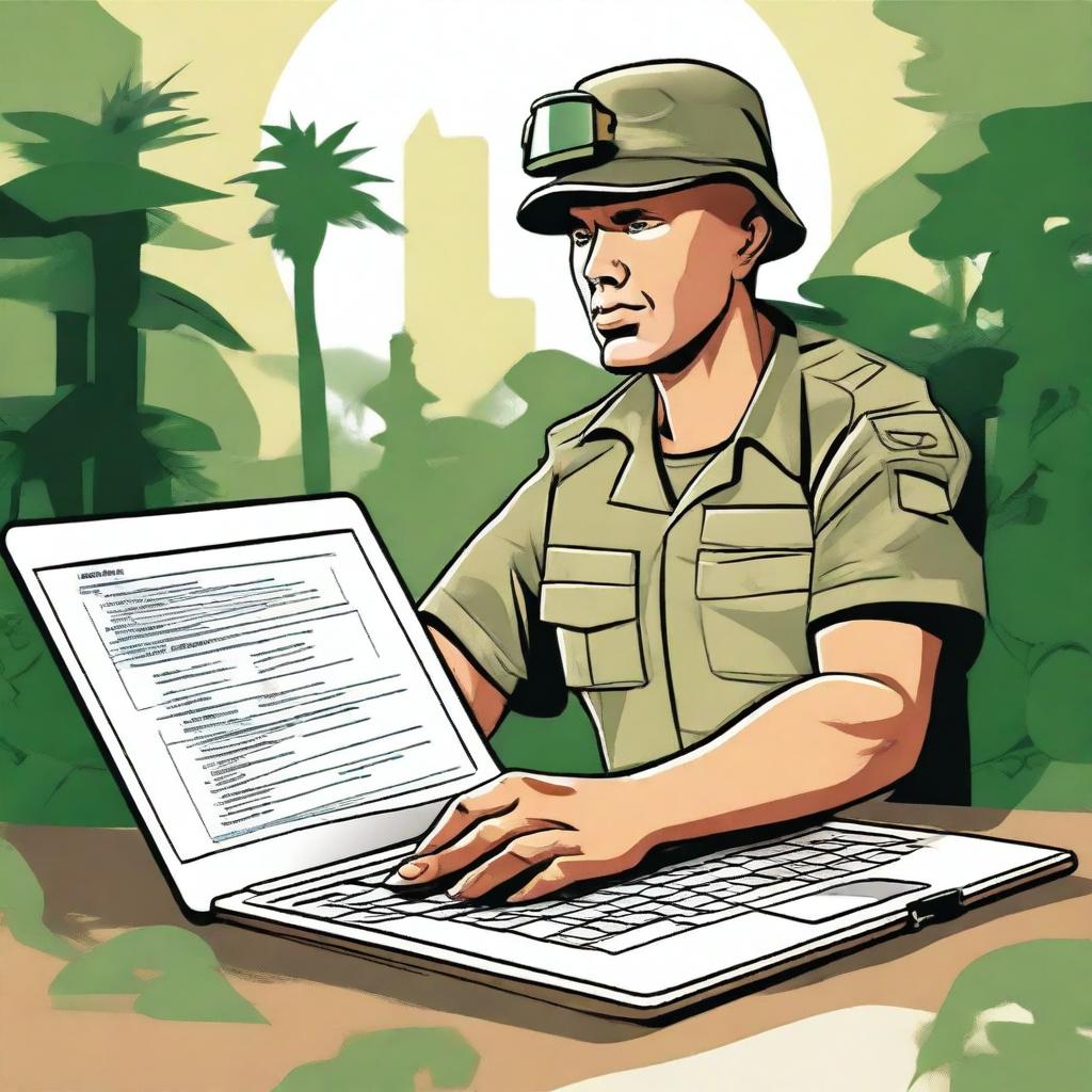 Create an image for a new user guide for an ERP system with a military-based survival guide theme