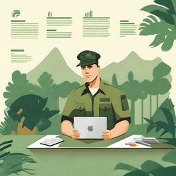 Create an image for a new user guide for an ERP system with a military-based survival guide theme