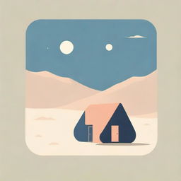 Isotype design of a cabin nestled on a vector style dune