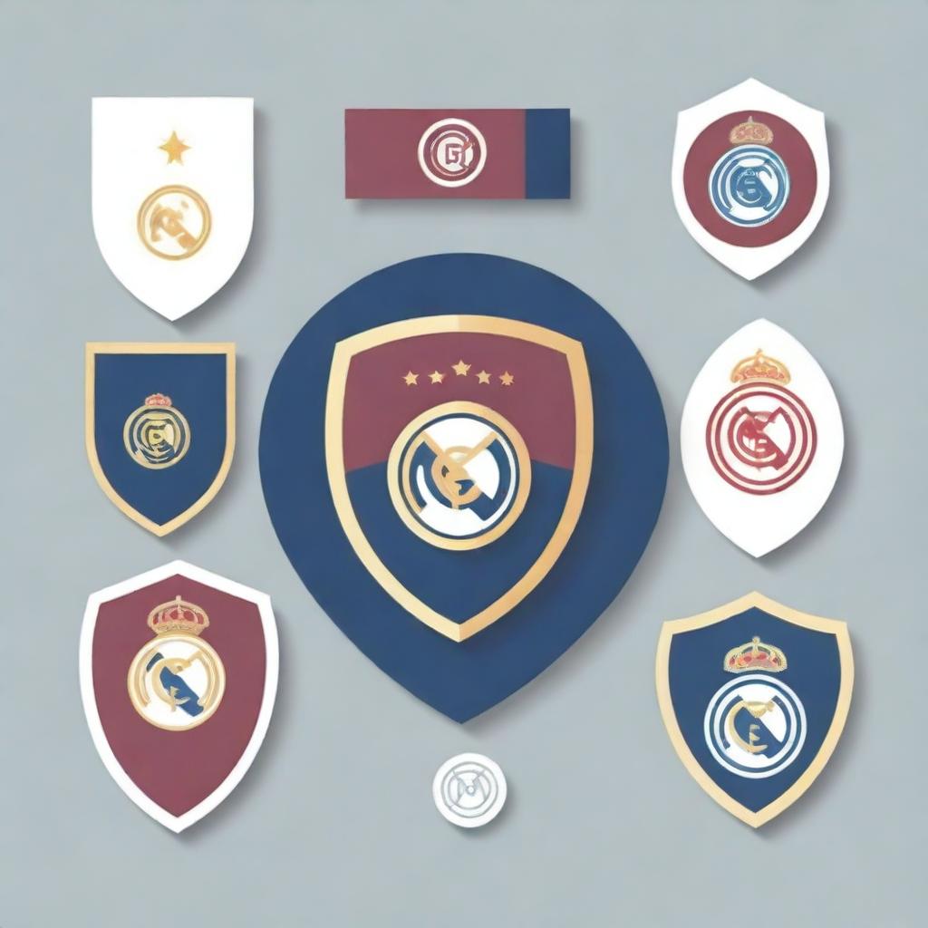 Create a fusion of the badges of Real Madrid and Lanús Football Club, harmoniously combining the distinct elements of both crests.