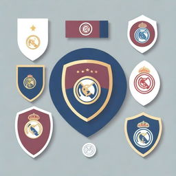 Create a fusion of the badges of Real Madrid and Lanús Football Club, harmoniously combining the distinct elements of both crests.