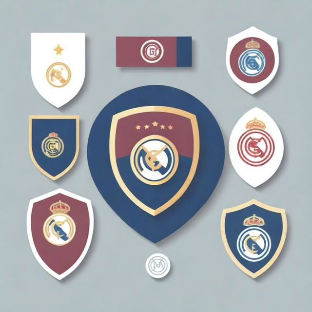 Create a fusion of the badges of Real Madrid and Lanús Football Club, harmoniously combining the distinct elements of both crests.