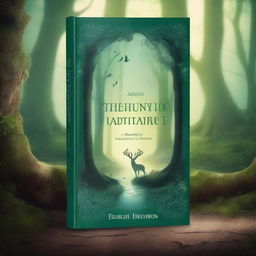 A captivating book cover featuring an enchanted forest with mystical creatures and a hidden pathway