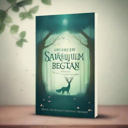 A captivating book cover featuring an enchanted forest with mystical creatures and a hidden pathway