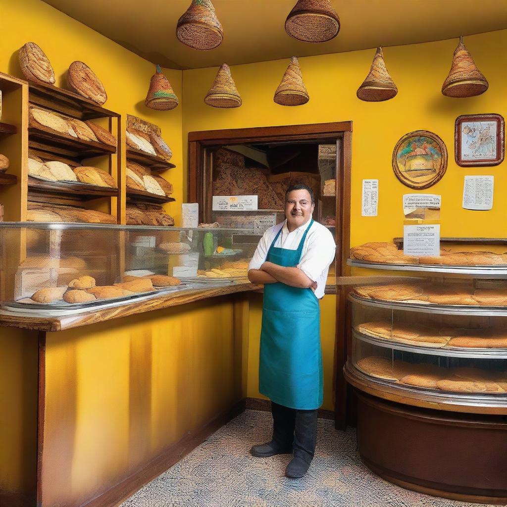 A cozy interior of a local shop selling empanadas