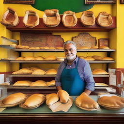 A cozy interior of a local shop selling empanadas