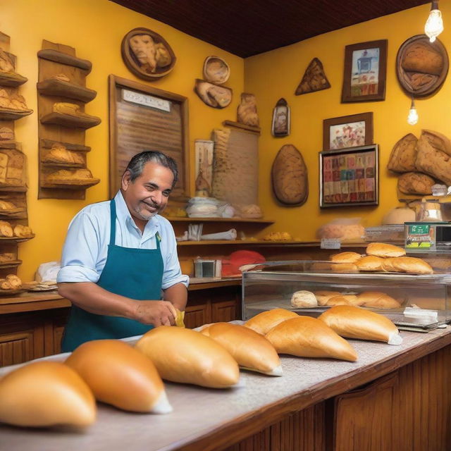 A cozy interior of a local shop selling empanadas