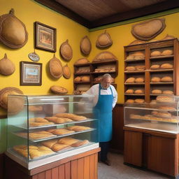 A cozy interior of a local shop selling empanadas