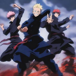 Create an image featuring characters from Jujutsu Kaisen