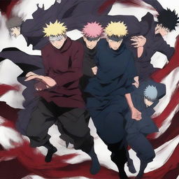 Create an image featuring characters from Jujutsu Kaisen