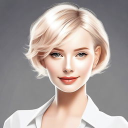 A beautiful blond girl with short hair, depicted in a tasteful and classy manner