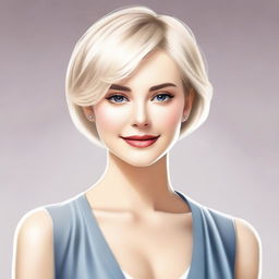 A beautiful blond girl with short hair, depicted in a tasteful and classy manner