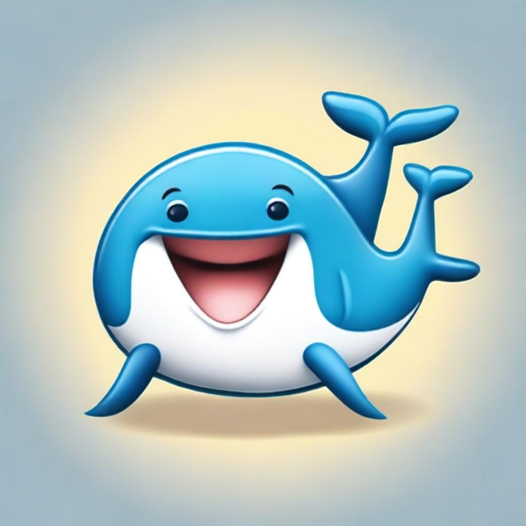 An emoji of the Docker whale with an expression of ecstatic bliss