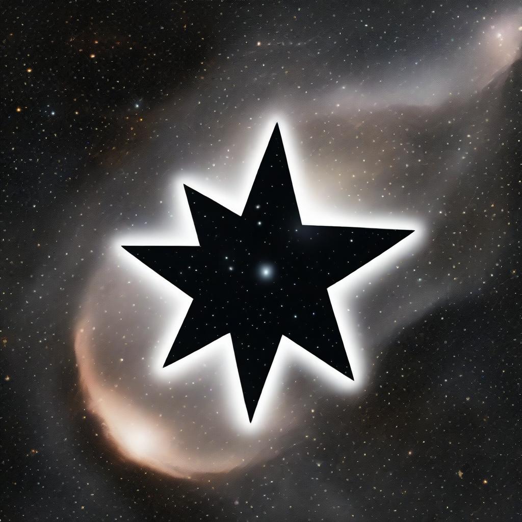 This image features a black star, a celestial body that exudes an aura of mystery and power