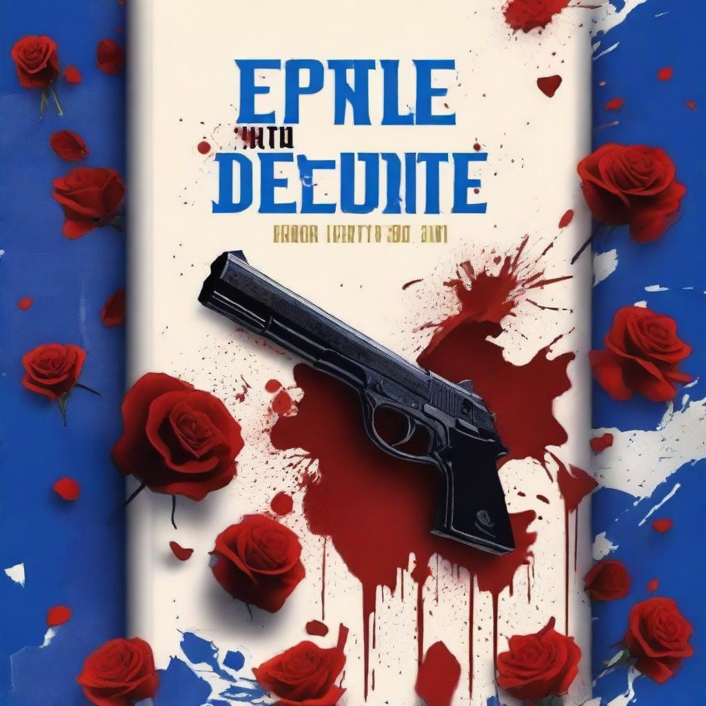 A book cover inspired by Chloe Gong's 'These Violent Delights,' featuring a dramatic scene with a gun and knife crossed at one another