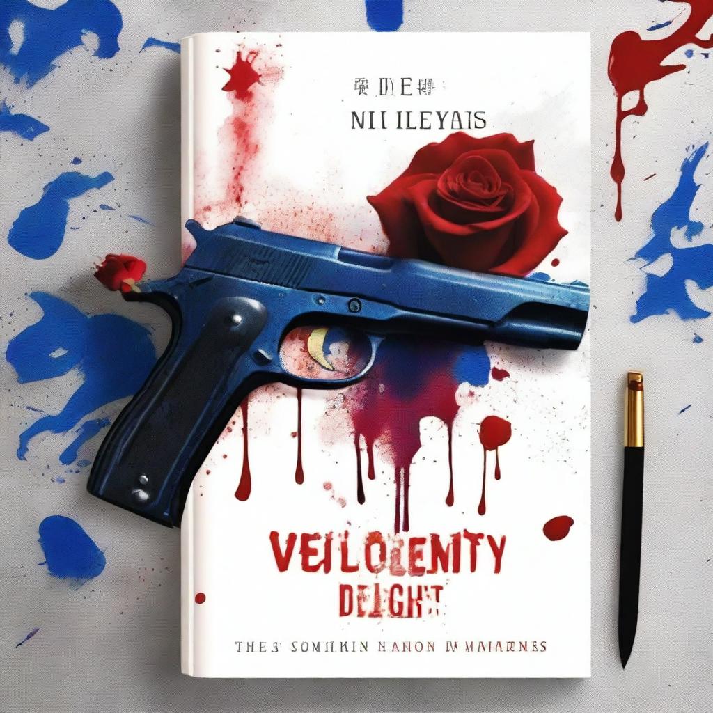 A book cover inspired by Chloe Gong's 'These Violent Delights,' featuring a dramatic scene with a gun and knife crossed at one another