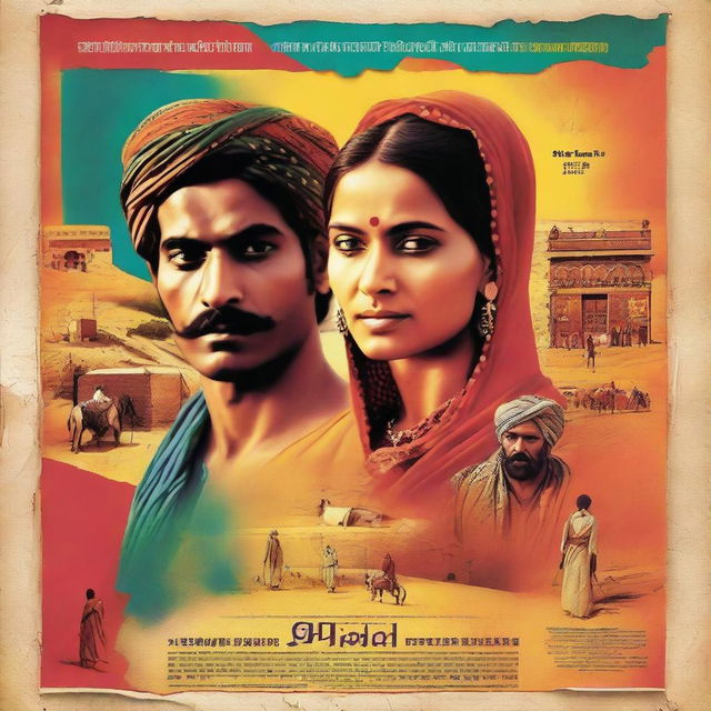 A film poster for 'mosar' set in a traditional Rajasthani village