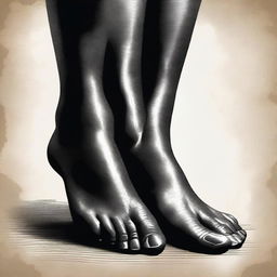 A detailed illustration focusing on ebony feet, showcasing the texture and natural beauty