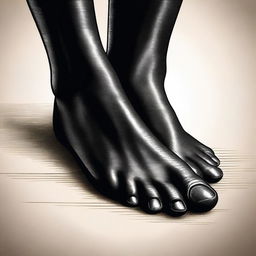 A detailed illustration focusing on ebony feet, showcasing the texture and natural beauty