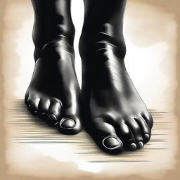 A detailed illustration focusing on ebony feet, showcasing the texture and natural beauty