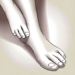 A detailed illustration of a woman's feet, focusing on the elegance and beauty of the feet