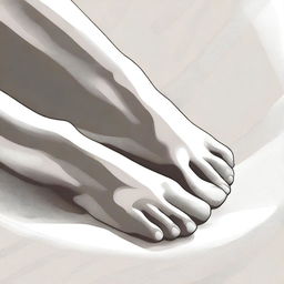 A detailed illustration of a woman's feet, focusing on the elegance and beauty of the feet