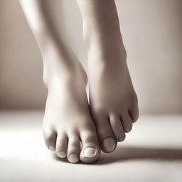 A detailed illustration of a woman's feet, focusing on the elegance and beauty of the feet