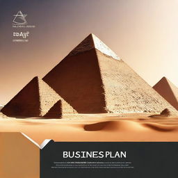 Create a business plan cover page for a high-speed train project in Egypt with the pyramids in the background, designed with a futuristic theme