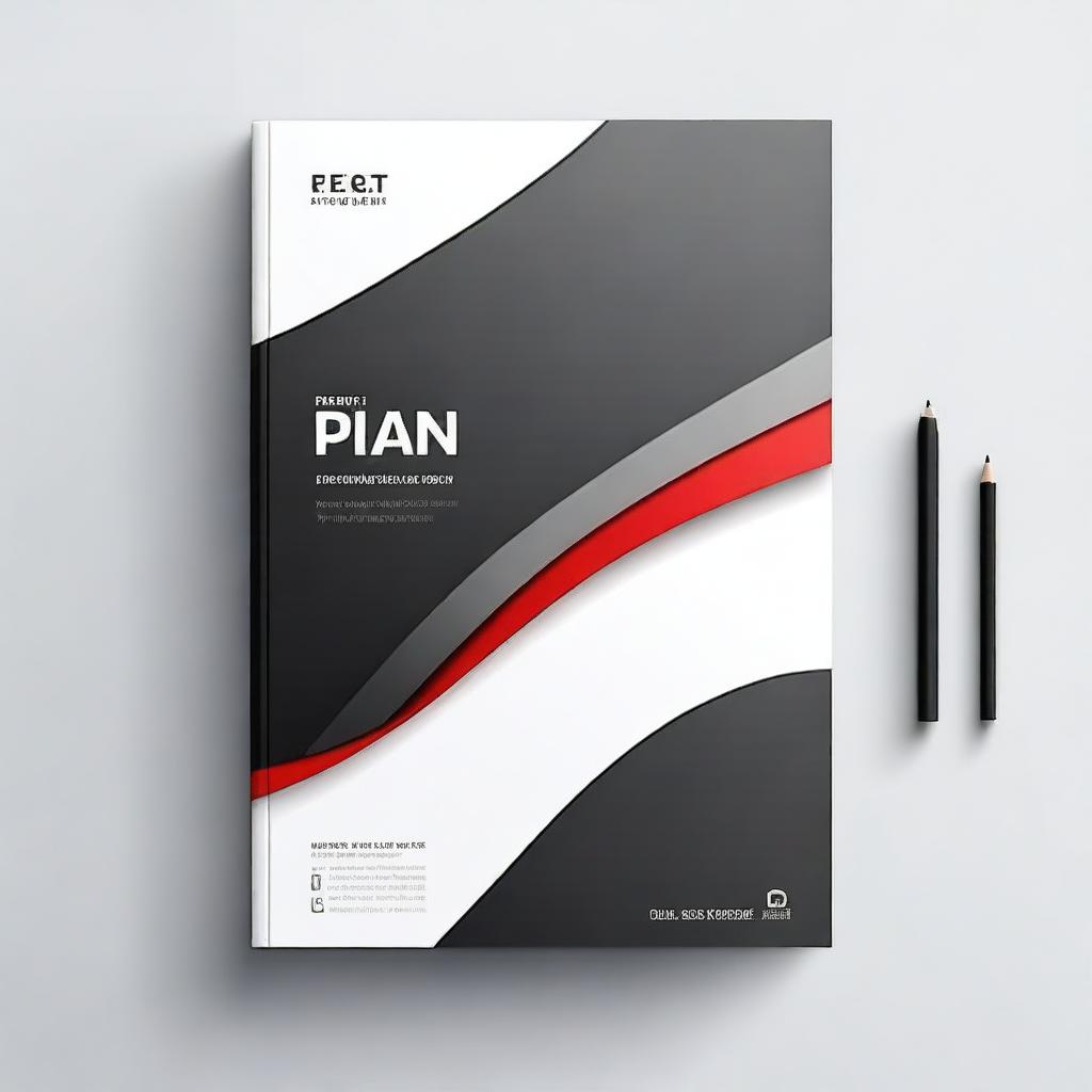 A futuristic business plan cover page design with space for a photo and a logo