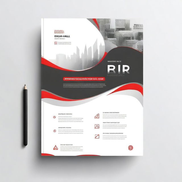 A futuristic business plan cover page design with space for a photo and a logo