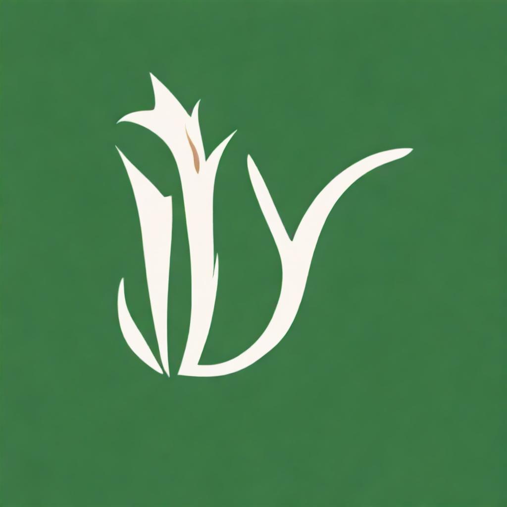 Create a vector logo featuring a white gladiolus flower arranged in the shape of the letter 'Y'