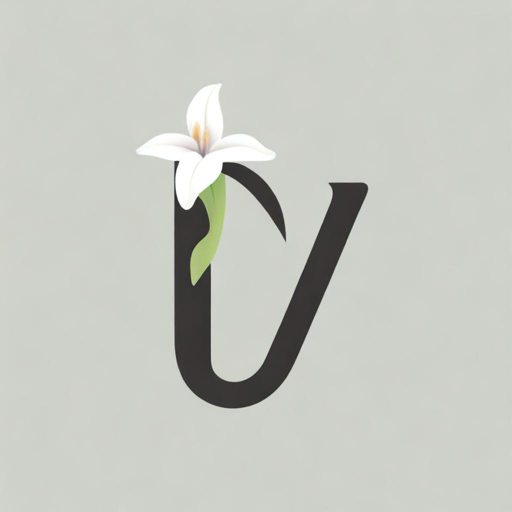 Create a vector logo featuring a white gladiolus flower arranged in the shape of the letter 'Y'