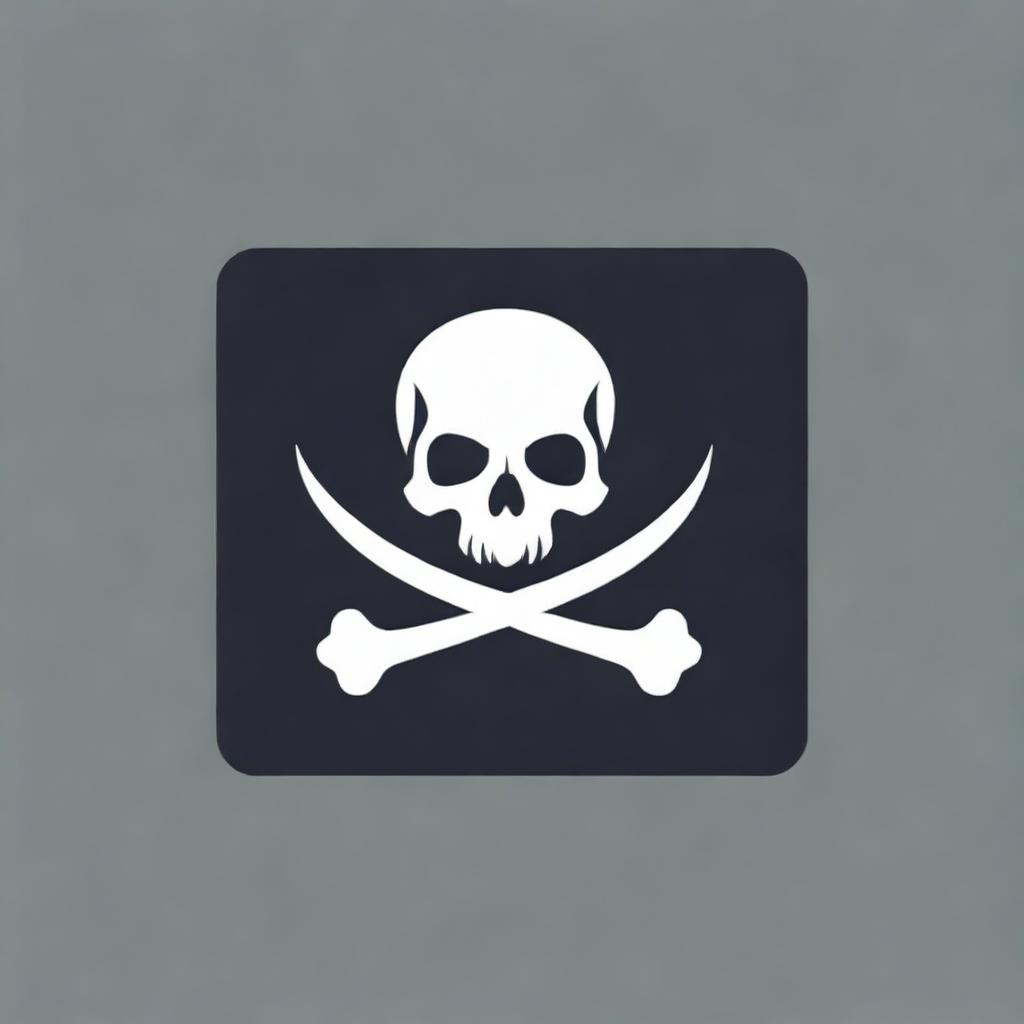 A skull and crossbones upon a dark flag, incorporating elements of classic pirate design into a modern logo aesthetics.