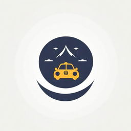 A stylish and modern logo for a taxi company, integrating elements of transportation and urban aesthetics.