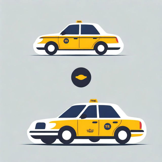 Modify the taxi logo by adding a horizontal bar below the car graphic, designated for the placement of a cell-phone number.