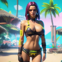 Create an image of Panam Palmer from Cyberpunk 2077 wearing a bikini