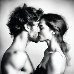 A passionate and intimate scene of two people kissing