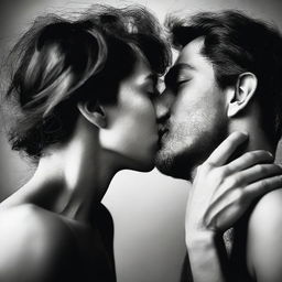 A passionate and intimate scene of two people kissing